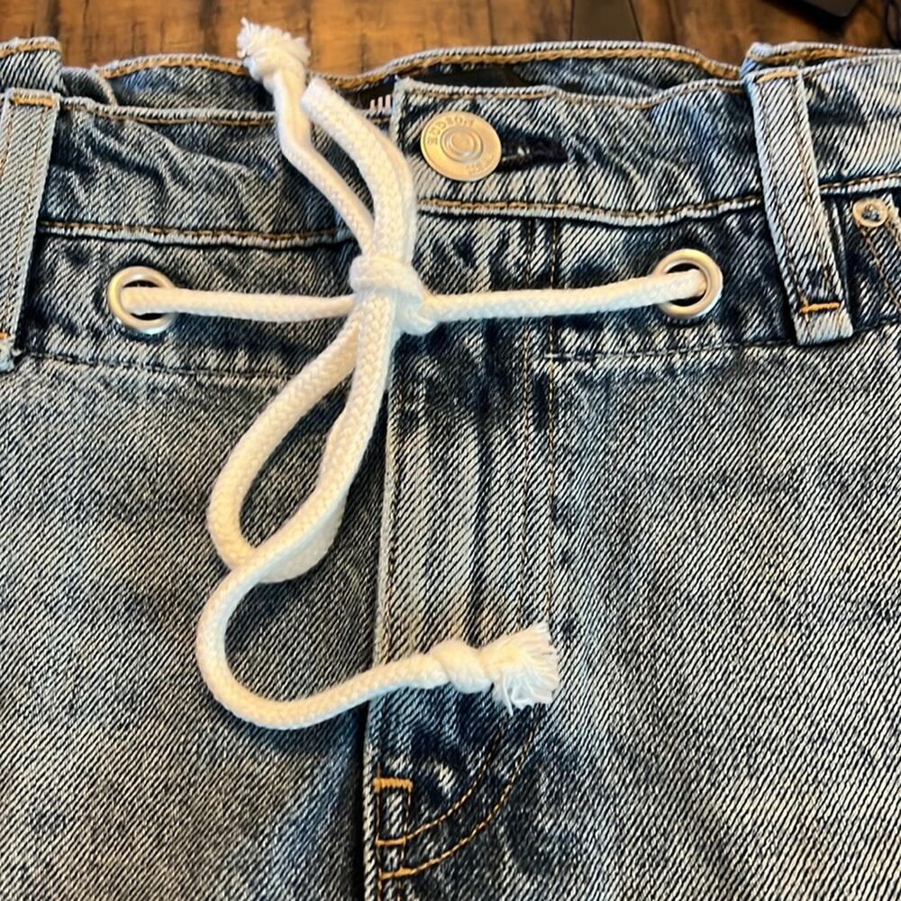 Hudson Jeans Frayed Hem Denim Mini Skirt Rope Belt NEW Size 26 - Picture 9 of 10